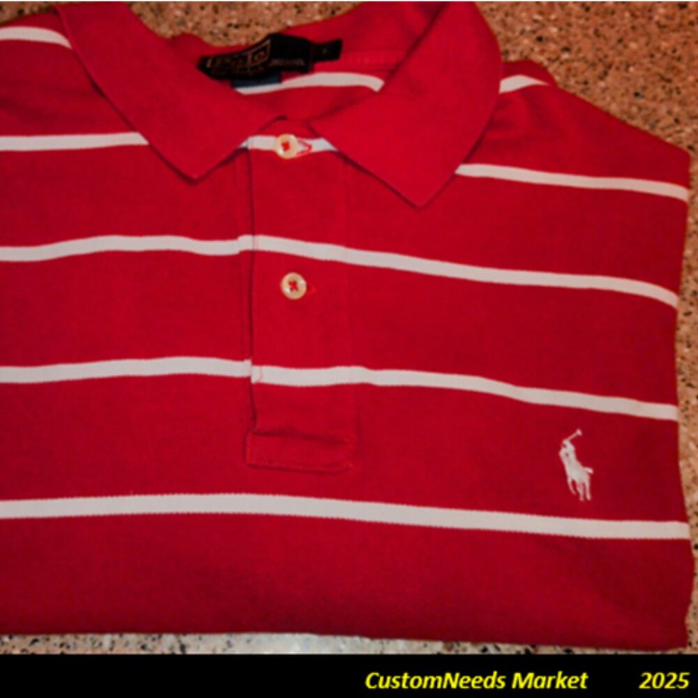 Polo Ralph Lauren Vintage Style Knit Shirt Red & White